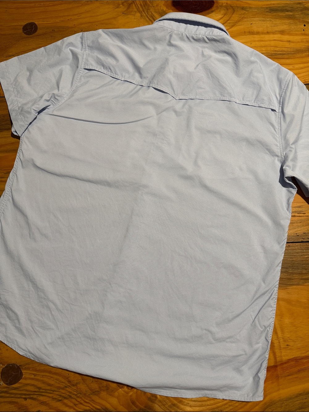 Poncho The Anchoa Men's Blue Microcheck Snap Button Shirt, XXL Slim Fit - Picture 6 of 7
